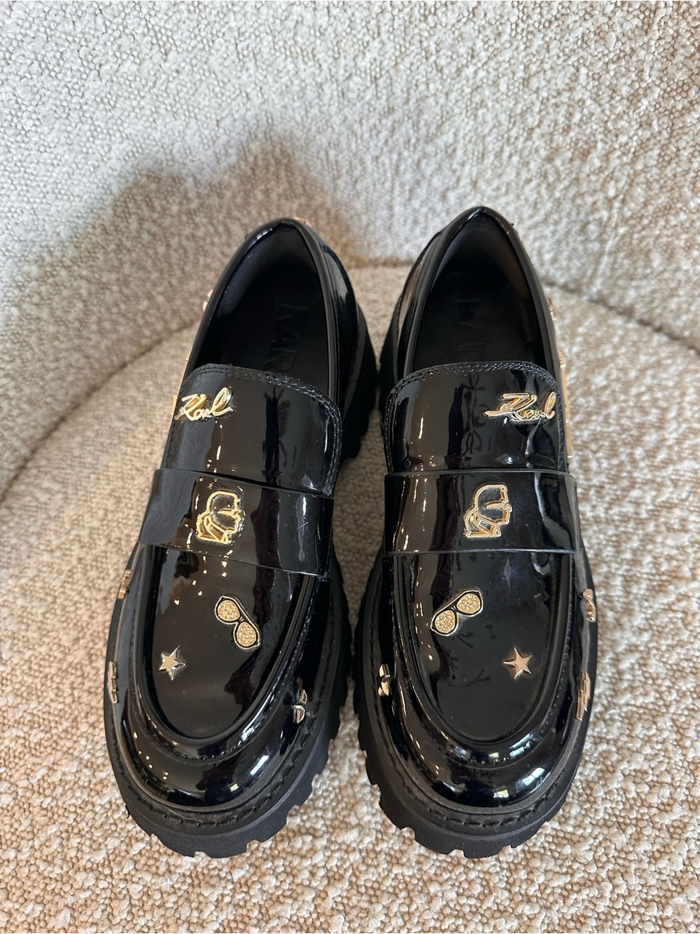 Karl Lagerfeld Paris Gaston Rocker Lug Sole Loafers, Women - Black Size 7.5